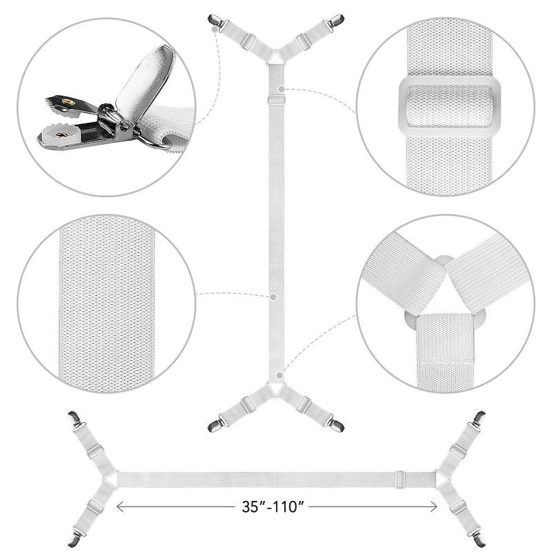 ZHOUBIN Bed Sheet Straps Under Mattress for Keep Sheets in Place, White, Set of 4 - Image 2